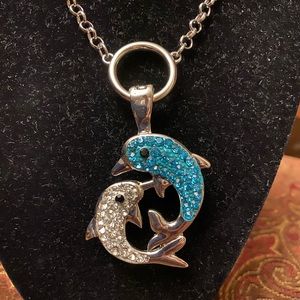 Rhinestone Dolphin 🐬 Dangling Necklace